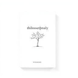 A minimalist white cover design for a philosophical essay, featuring a simple and elegant tree illustration