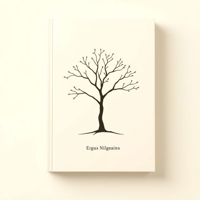 A minimalist cover design for a philosophical essay, featuring a tree as the central visual element