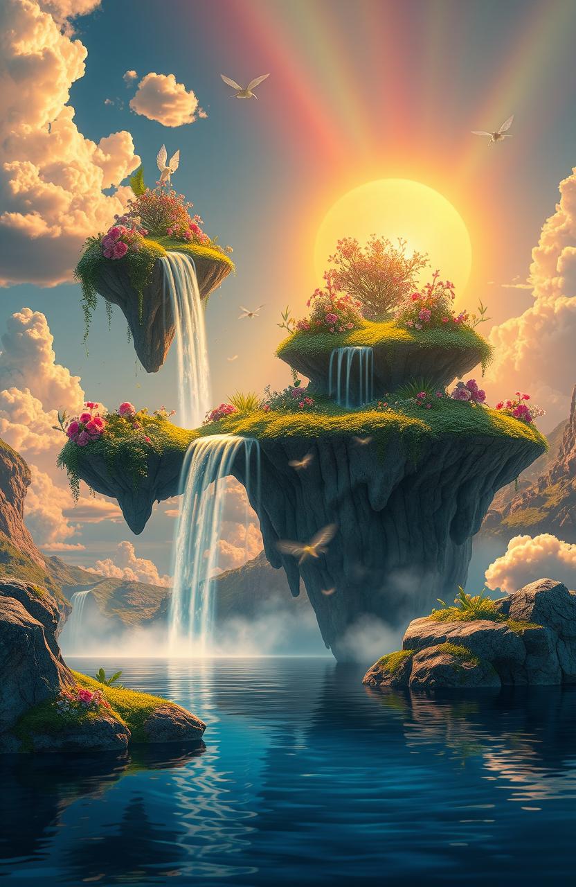 A mesmerizing visual interpretation of a dream-like landscape, featuring surreal elements that blend reality with fantasy