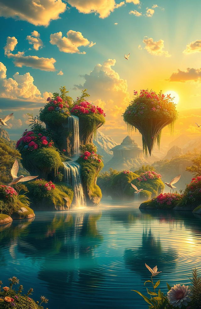 A mesmerizing visual interpretation of a dream-like landscape, featuring surreal elements that blend reality with fantasy