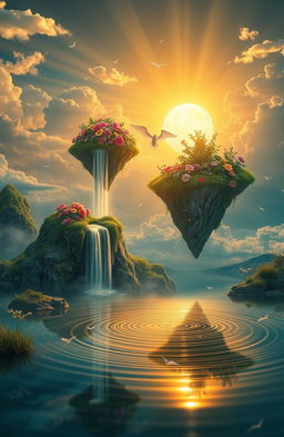 A mesmerizing visual interpretation of a dream-like landscape, featuring surreal elements that blend reality with fantasy