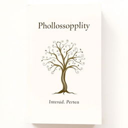 A white cream cover design for a philosophical essay, prominently featuring a graceful tree illustration