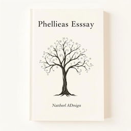 A white cream cover design for a philosophical essay, prominently featuring a graceful tree illustration
