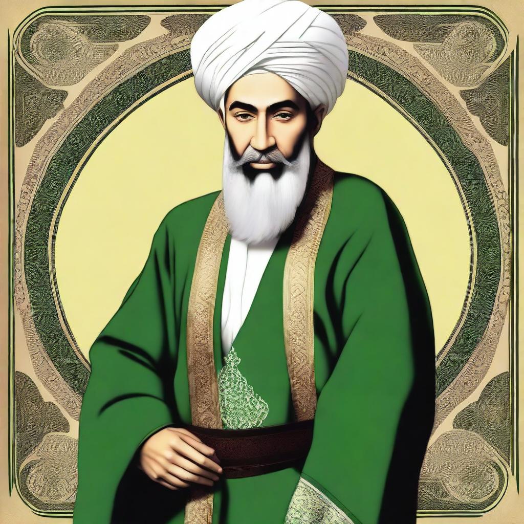 Generate a respectful, illustrated image of Mohammad Al Mahdi, regarded as the Twelve Imam in Shia Islam, preferably depicted in a historic, Middle Eastern setting