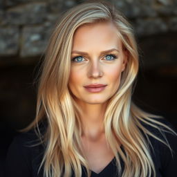 A 30-year-old woman named Kaisa, embodying beauty and natural elegance