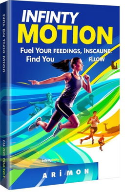 A dynamic and vibrant e-book cover for 'Infinity Motion: Fuel Your Strength, Find Your Flow'