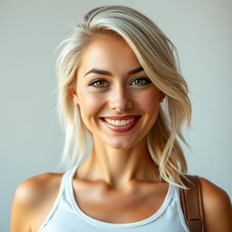 A vibrant and stylish woman named Inka, with light-colored hair and a bright, cheerful gaze