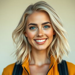 A vibrant and stylish woman named Inka, with light-colored hair and a bright, cheerful gaze