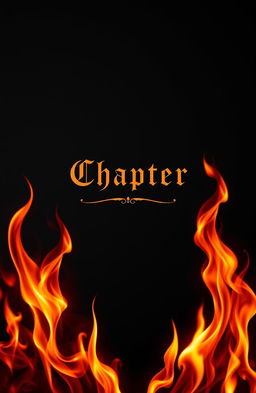 A dark chapter page design featuring intense flames licking the edges, creating an atmosphere of intrigue and danger