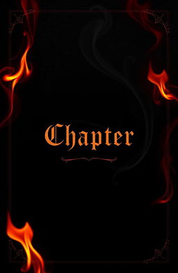 A dark chapter page design featuring intense flames licking the edges, creating an atmosphere of intrigue and danger