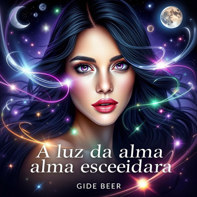 A mesmerizing book cover for "A luz da alma esquecida" by Gide Beer