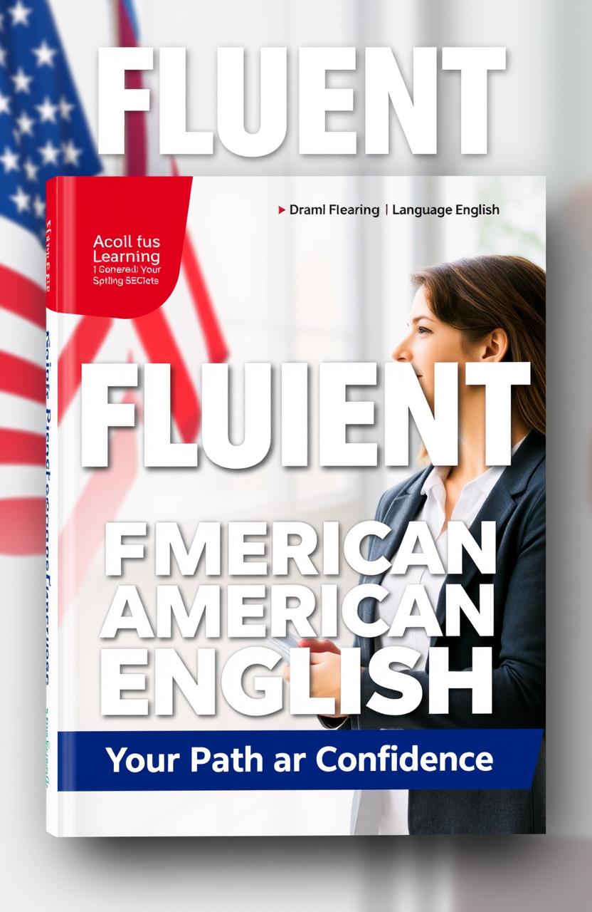 A visually appealing book cover design for a language learning book focused on speaking American English