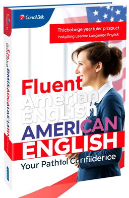 A visually appealing book cover design for a language learning book focused on speaking American English