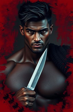 A 26-year-old man with deep, rich dark skin stands confidently, showcasing his sharply defined and chiseled features, almost sculptural in quality