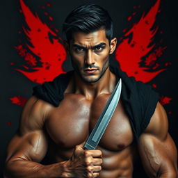 A 26-year-old man with deep, rich olive skin stands confidently, showcasing his sharply defined and chiseled features, almost sculptural in quality