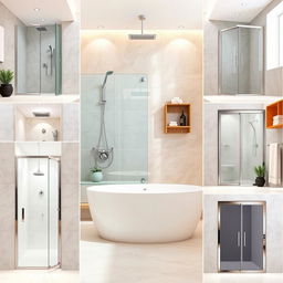 A beautifully designed bathroom showcasing a range of stylish shower doors