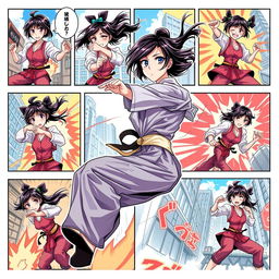 A textless comic featuring Akane Nanao, illustrated in a vibrant, dynamic style