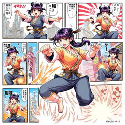 A textless comic featuring Akane Nanao, illustrated in a vibrant, dynamic style