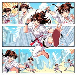 A textless comic featuring Akane Nanao, illustrated in a vibrant, dynamic style