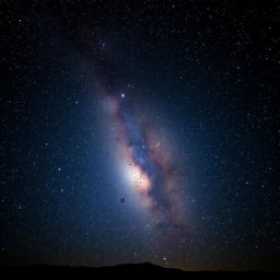 A vast universe filled with countless stars scattered across the night sky, twinkling brilliantly against a deep black backdrop