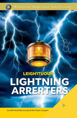 A visually striking cover for a scientific research paper focused on lightning arresters