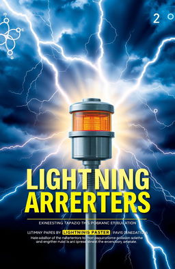 A visually striking cover for a scientific research paper focused on lightning arresters