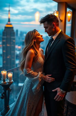 A captivating scene depicting a slow-burning billionaire romance, featuring a stunningly handsome billionaire with an intriguing mix of intensity and warmth, and a fierce yet captivating woman with an icy demeanor and striking beauty