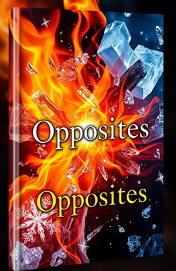 A captivating book cover design featuring a stunning visual representation of fire and ice clashing together, with intricate sugar crystals sparkling throughout the scene