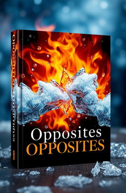 A captivating book cover design featuring a stunning visual representation of fire and ice clashing together, with intricate sugar crystals sparkling throughout the scene