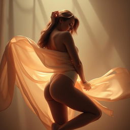 A beautifully artistic and sensual portrayal of a woman in a tasteful pose, emphasizing elegance and femininity