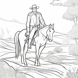 A tranquil scene of a cowboy illuminated by a beautiful, radiant sun