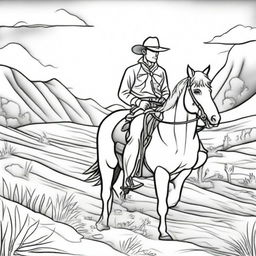 A tranquil scene of a cowboy illuminated by a beautiful, radiant sun