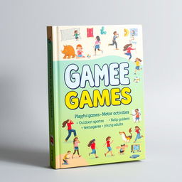 A colorful and engaging book cover design for a guide on playful games and motor activities for teenagers and young adults