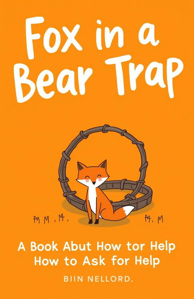 An illustration for a book cover titled 'Fox in a Bear Trap: A Book About How to Ask for Help'