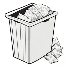 Illustration of a clean trash bin with paper neatly stored inside.