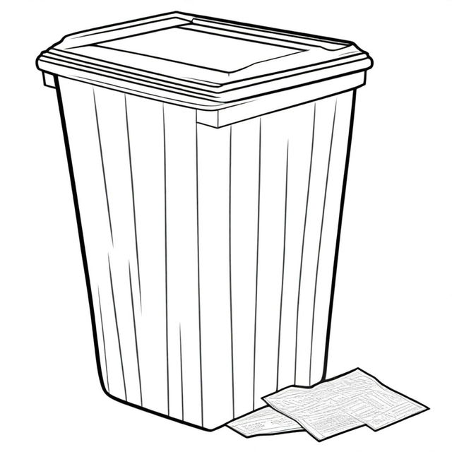 Illustration of a clean trash bin with paper neatly stored inside.