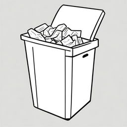 Illustration of a clean trash bin with paper neatly stored inside.