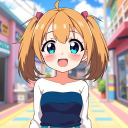 An anime girl with bright teal pigtails and tanish brownish hair peeking out from her pigtails