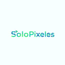 Design a modern and minimalist logo featuring the word "SoloPixeles"