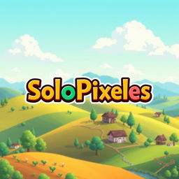 A stylish logo featuring the word "SoloPixeles" in a playful and colorful font, inspired by the pixel art style reminiscent of the game Stardew Valley
