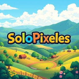 A stylish logo featuring the word "SoloPixeles" in a playful and colorful font, inspired by the pixel art style reminiscent of the game Stardew Valley