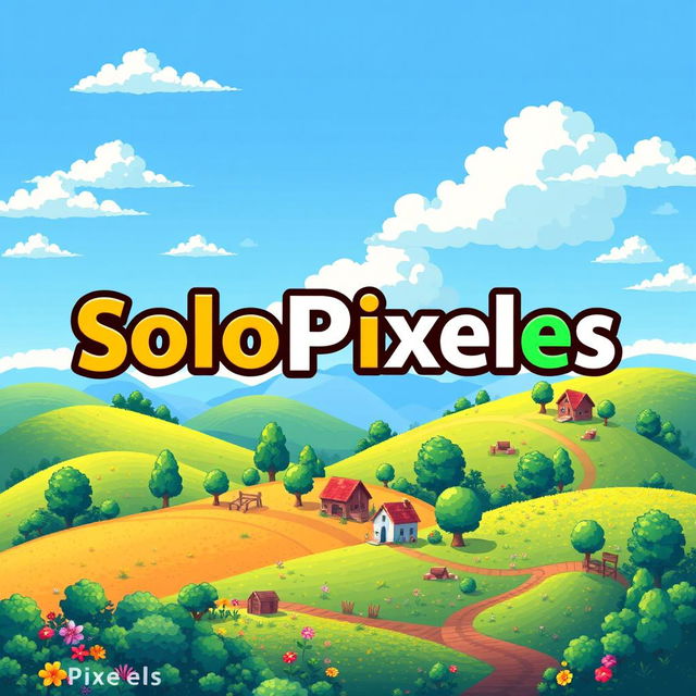 A stylish logo featuring the word "SoloPixeles" in a playful and colorful font, inspired by the pixel art style reminiscent of the game Stardew Valley