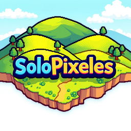 A logo featuring the word "SoloPixeles" prominently displayed in a playful, pixel-art style font