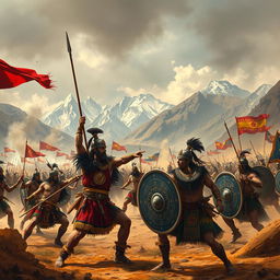 A dramatic depiction of the Inca civil war, illustrating the struggle for power between various factions