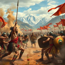 A dramatic depiction of the Inca civil war, illustrating the struggle for power between various factions