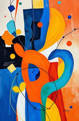 A vibrant and dynamic abstract composition inspired by Pablo Moncayo's artistic style, showcasing his distinct use of color and form
