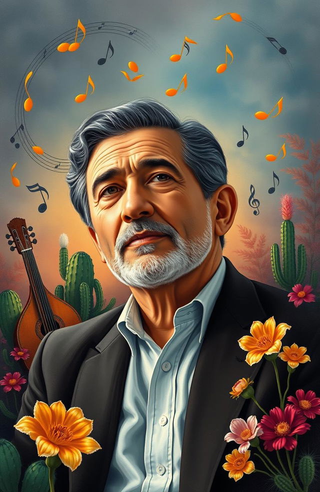 A portrait of Pablo Moncayo, a renowned Mexican composer known for his contributions to classical and contemporary music