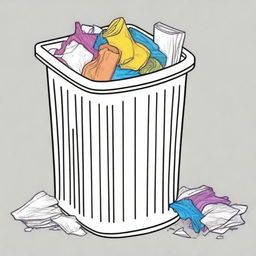 Colorful illustration of a trash bin with paper inside.