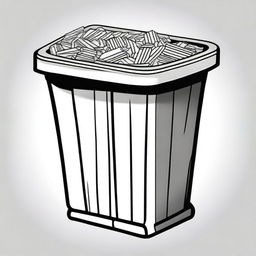 Colorful illustration of a trash bin with paper inside.