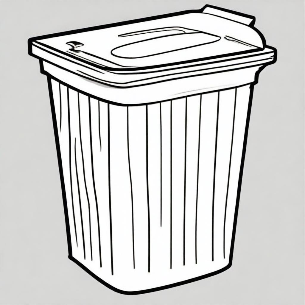 Colorful illustration of a clean bathroom trash bin with paper inside.